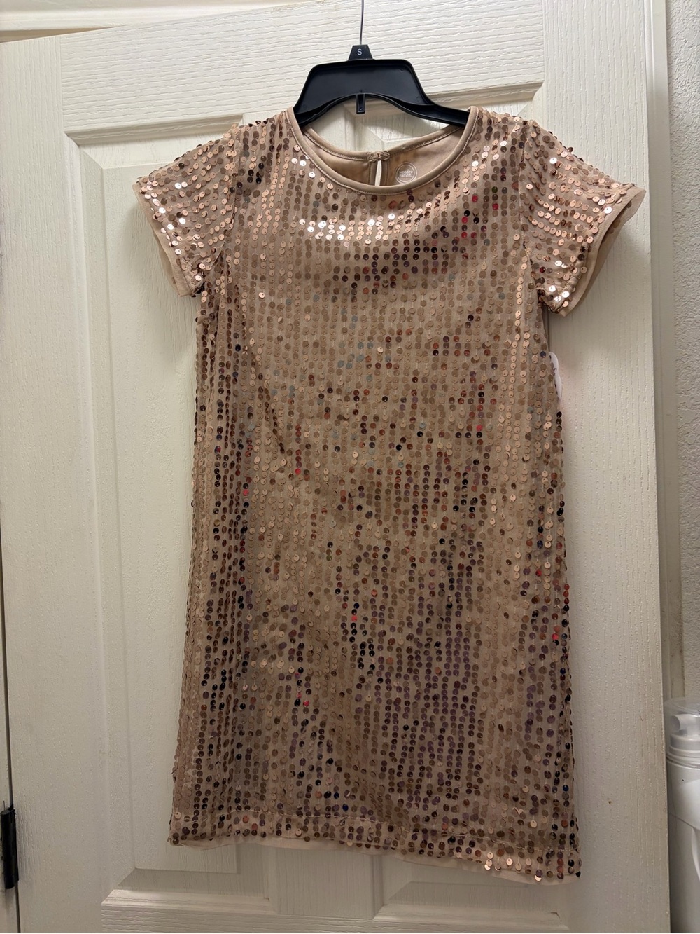 Girls Rose Gold Sequin Party shift Dress